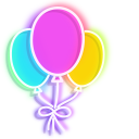 Colorful Party Hat and Balloons Neon