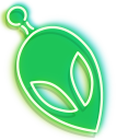 Green Alien and Purple UFO Neon