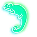 Green Chameleon and Monstera Neon