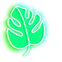 Green Chameleon and Monstera Neon