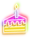 Neon Birthday Cake and Party Hat