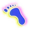 Neon Blue and Purple Footprints