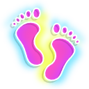 Neon Blue and Purple Footprints