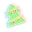 Neon Christmas Tree and Snowball