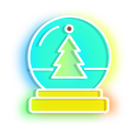 Neon Christmas Tree and Snowball