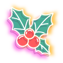 Neon Christmas Wreath and Holly Leaves