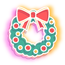 Neon Christmas Wreath and Holly Leaves