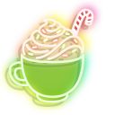 Neon Cup of Cocoa and Cookie