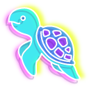 Neon Cyan Turtle
