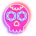 Neon Day of The Dead Skull and Candle