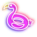 Neon Flamingo Swim Ring and Frozen Juice