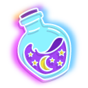 Neon Frog Wizard and Bottle of Potion