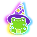 Neon Frog Wizard and Bottle of Potion