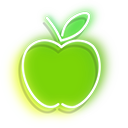 Neon Green and Red Apple with Worm