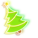 Neon Green Christmas Tree and Red Stocking