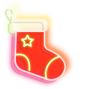 Neon Green Christmas Tree and Red Stocking