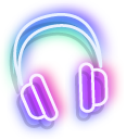 Neon Headphones and Joystick