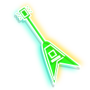 Neon Pink and Green Electric Guitars