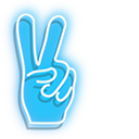 Neon Pink Arrow and Blue Peace Hand