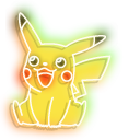 Neon Pokemon Pikachu and Pokeball 