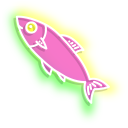 Neon Purple and Red Fish