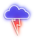 Neon Red Lightning and Blue Storm Cloud