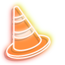 Neon Road Sign Stop and Traffic Cone