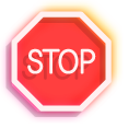 Neon Road Sign Stop and Traffic Cone