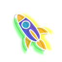 Neon Rocket and Planet