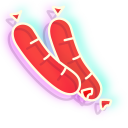 Neon Sausages and Pretzel 