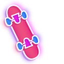 Neon Skateboard and Rock Hand