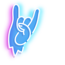 Neon Skateboard and Rock Hand