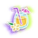 Neon Sun Hat and Glass of Lemonade