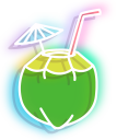 Neon Sunglasses and Coconut Drink