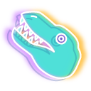 Neon T-Rex and Triceratops