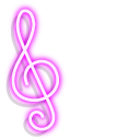 Neon Treble Clef and Note