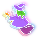 Neon Witch and Broom
