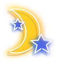 Neon Yellow Moon and Blue Star