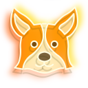 Orange Corgi Dog and Paw Neon