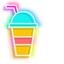 Yellow Pizza and Colourful Drink Neon