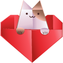 Origami Hare and Cat in Heart