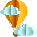 Origami Hot-Air Balloon and Clouds