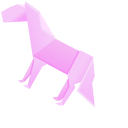 Origami Pink Horse and Pegasus
