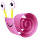 Origami Pink Snail and Green Leaf