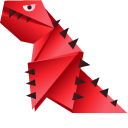 Origami Red Angry Tyrannosaur