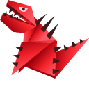 Origami Red Angry Tyrannosaur