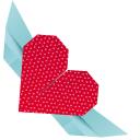 Origami Red Hearts with Wings