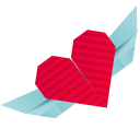 Origami Red Hearts with Wings