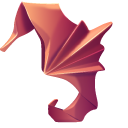 Origami Red Seahorse and Orange Purple Fish