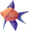 Origami Red Seahorse and Orange Purple Fish